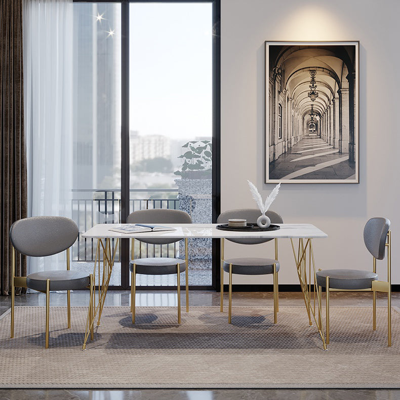 White Stone Top Dining Table Set 1/2/5 Pieces Contemporary Indoor Dinette Set