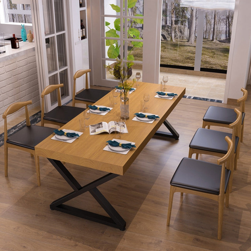 Industrial Double Pedestal Dining Table Set 1/2/7 Pieces Solid Wood Dinette Set