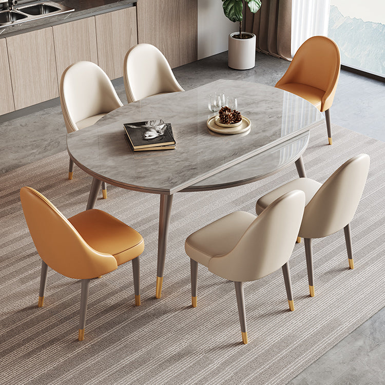 Contemporary Sintered Stone Table Round Table Set 1/4/5/7 Pieces Dining Set