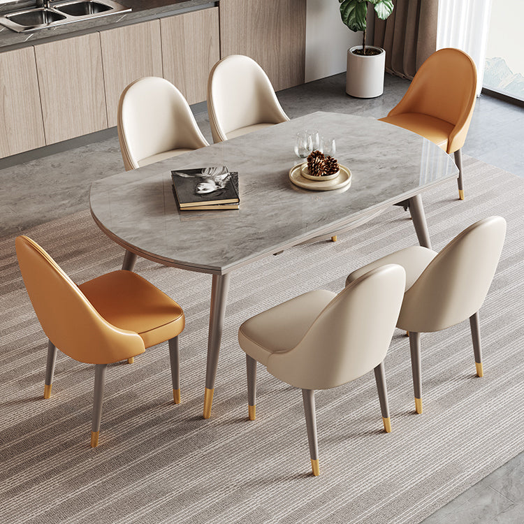 Contemporary Sintered Stone Table Round Table Set 1/4/5/7 Pieces Dining Set