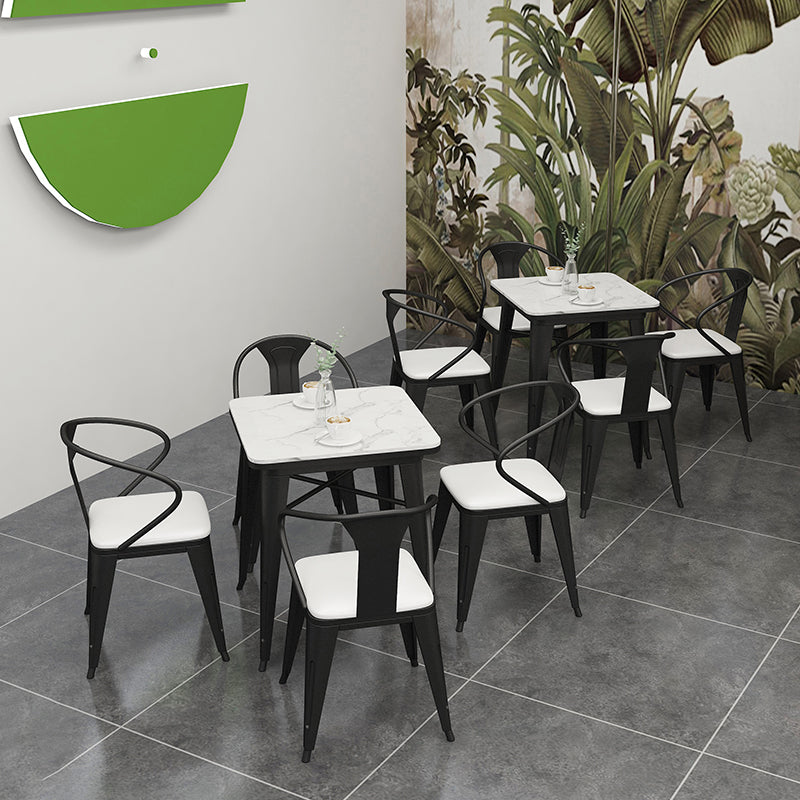 Black and White Dinette Set 1/2/3/5 Pieces Modern Stone Dining Table Set