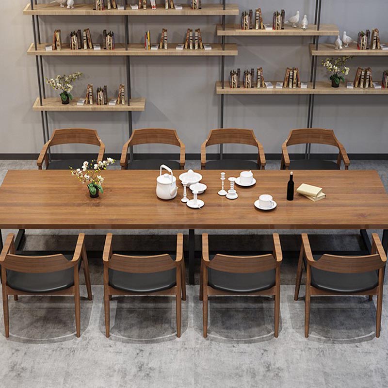 Industrial Rectangle Dinner Room Kitchen Table Brown Solid Wood Dinner Table