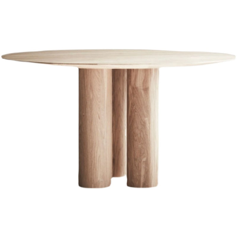 Round Dining Table Modern Wood Color Fixed Table of Pine Solid Wood
