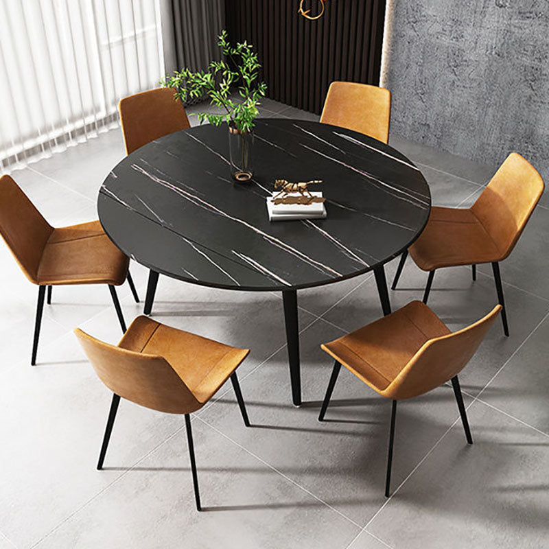 Modern Stone Round Table Standard Height Dining Table with 4 Legs