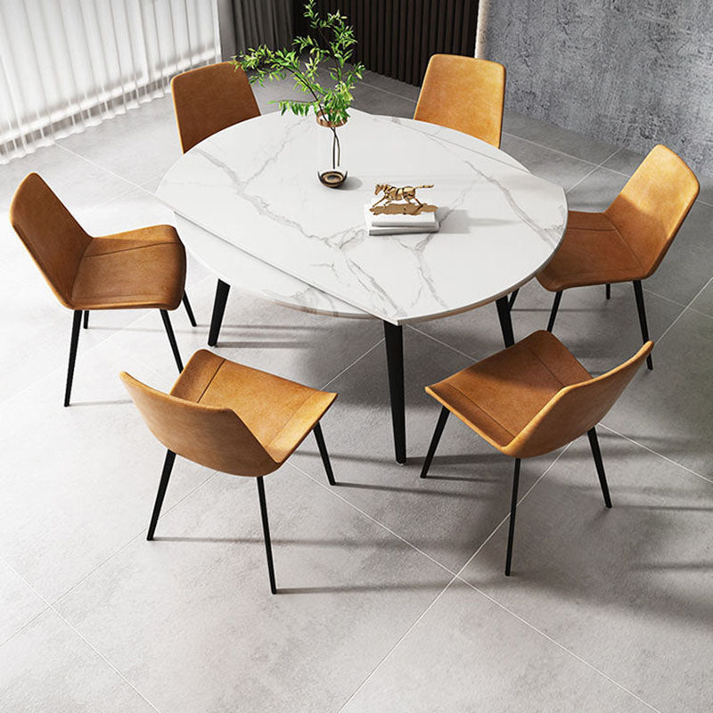 Modern Stone Round Table Standard Height Dining Table with 4 Legs