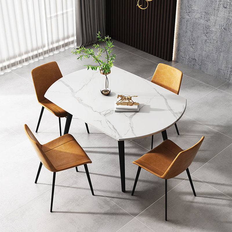 Modern Stone Round Table Standard Height Dining Table with 4 Legs