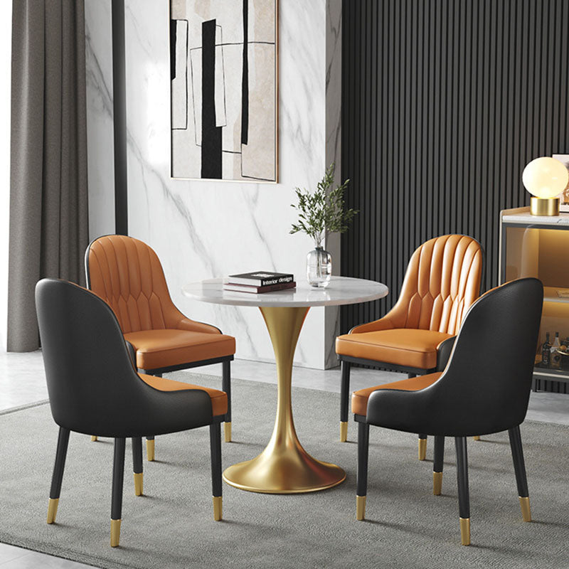 Metal Traditional Luxury Round Table for Home Sintered Stone Table with Tulip