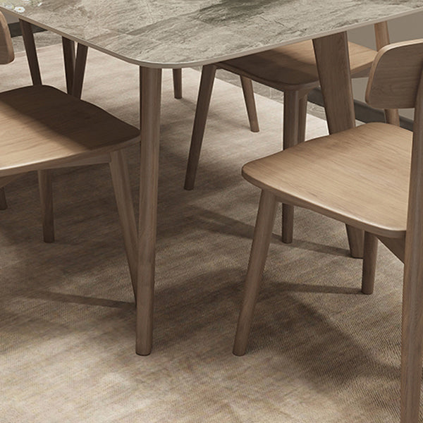 Rectangle Shaker Style Dining Table 4 Solid Wood Brown Legs Dining Table