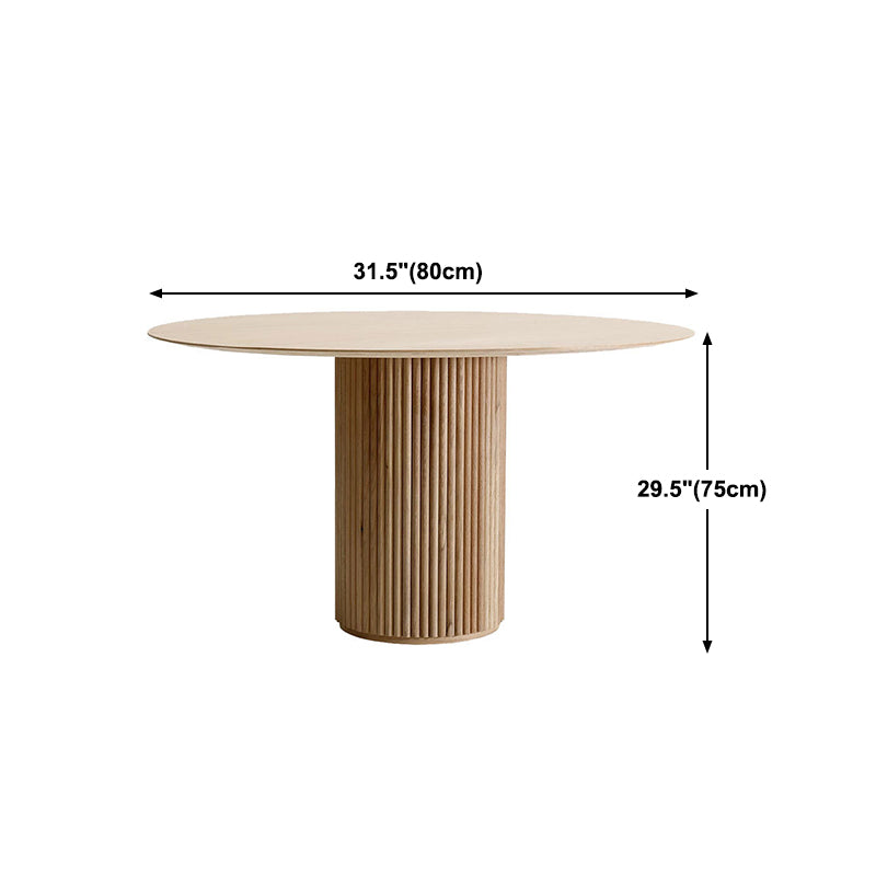Solid Wood Dining Table Simplicity Style Brown Round Dinner Table for Home Kitchen