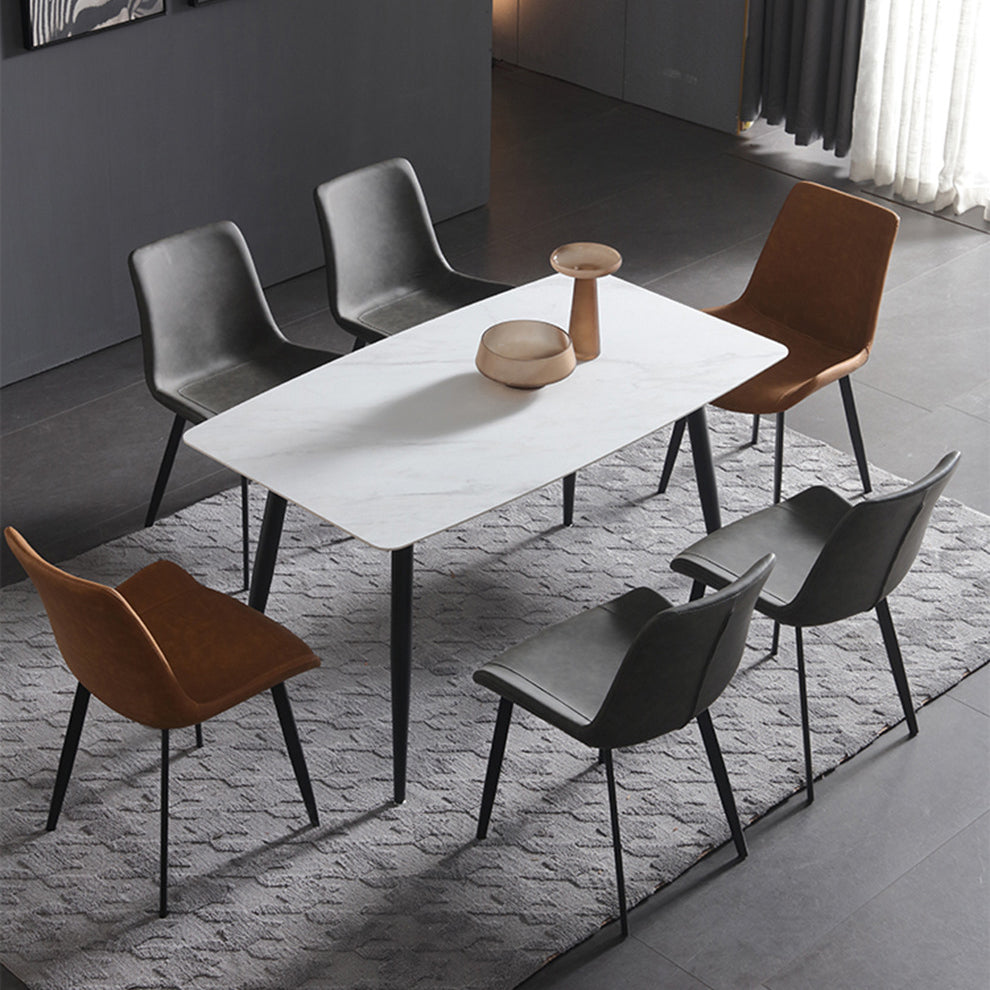 Metal Industrial Rectangle Dining Table Sintered Stone Top Table with Legs