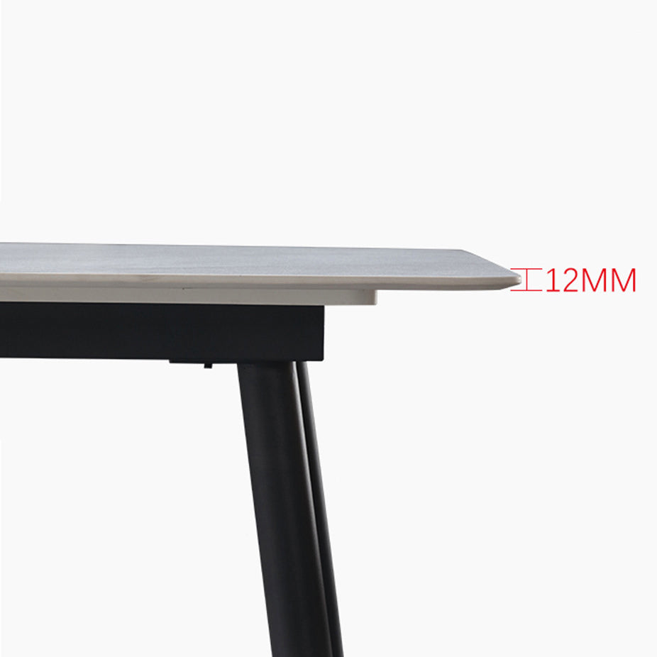 Metal Industrial Rectangle Dining Table Sintered Stone Top Table with Legs