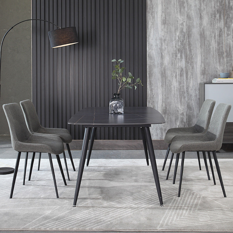 Metal Industrial Rectangle Dining Table Sintered Stone Top Table with Legs