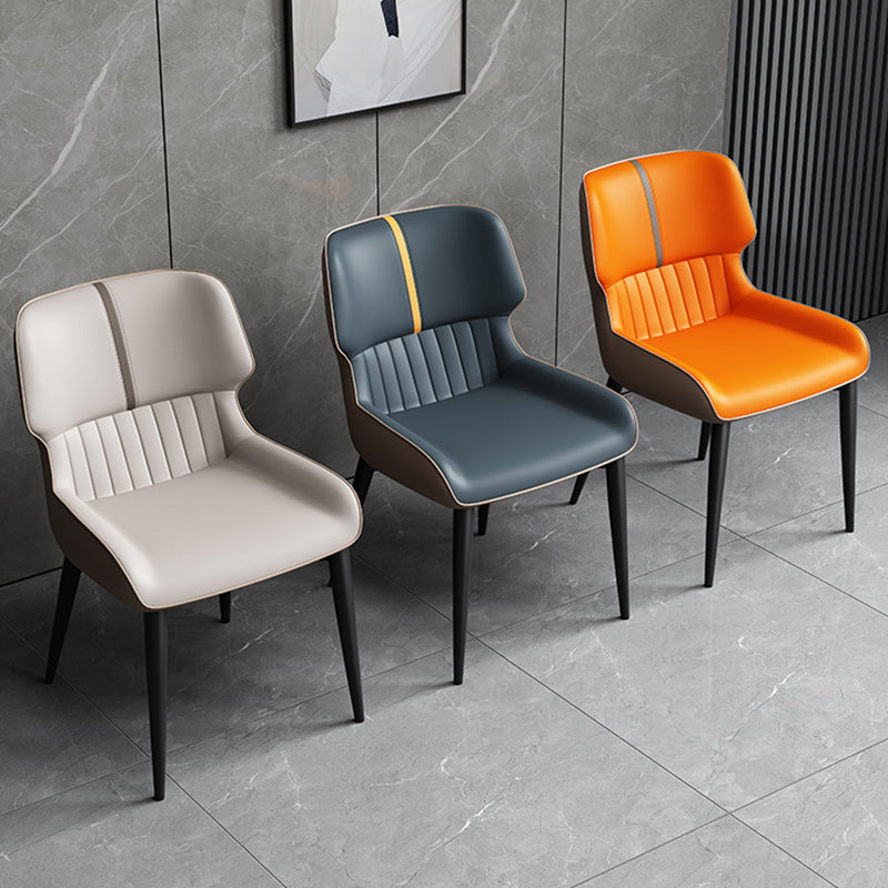 Contemporary Leather Side Chair Wingback Side Chair for Dining Room