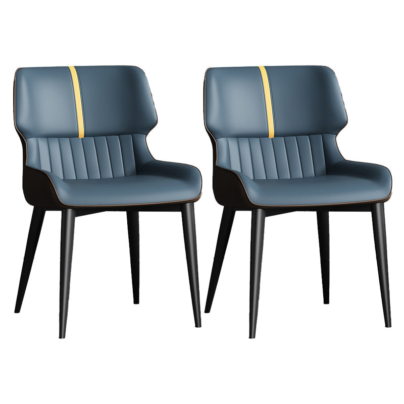 Contemporary Leather Side Chair Wingback Side Chair for Dining Room