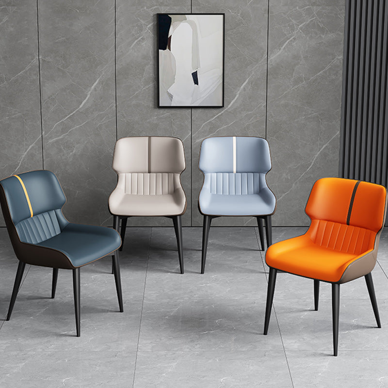 Contemporary Leather Side Chair Wingback Side Chair for Dining Room