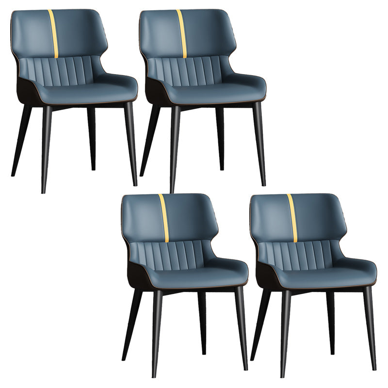 Contemporary Leather Side Chair Wingback Side Chair for Dining Room