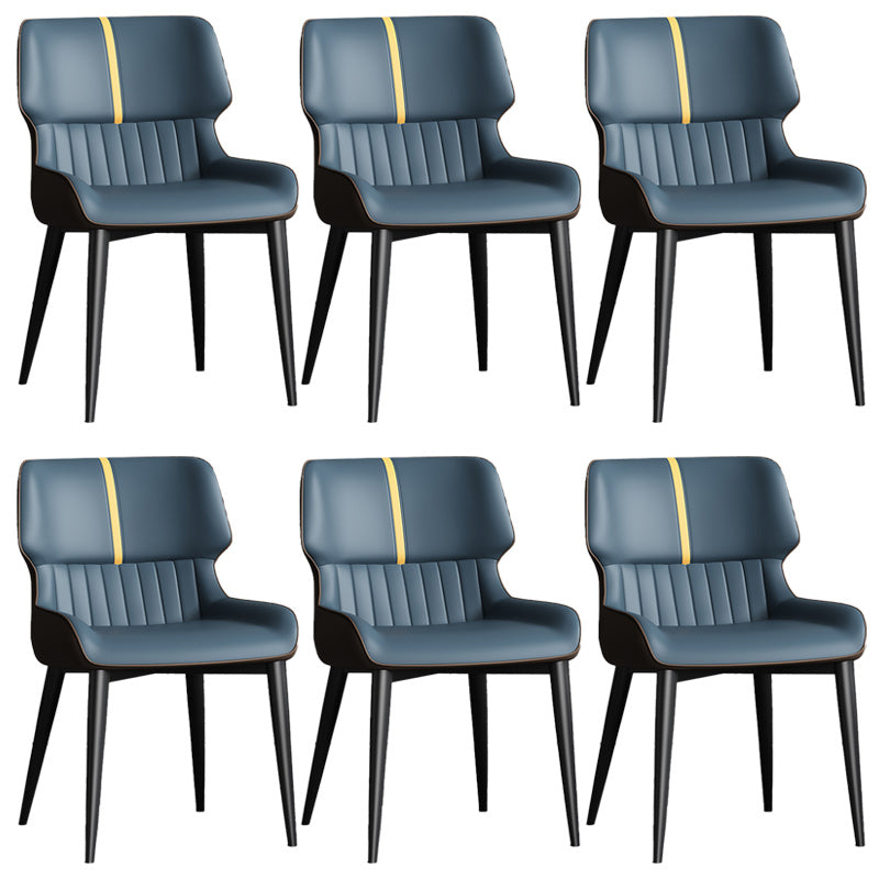 Contemporary Leather Side Chair Wingback Side Chair for Dining Room