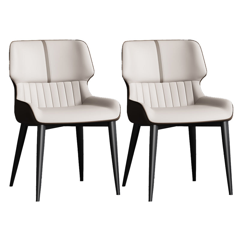 Contemporary Leather Side Chair Wingback Side Chair for Dining Room