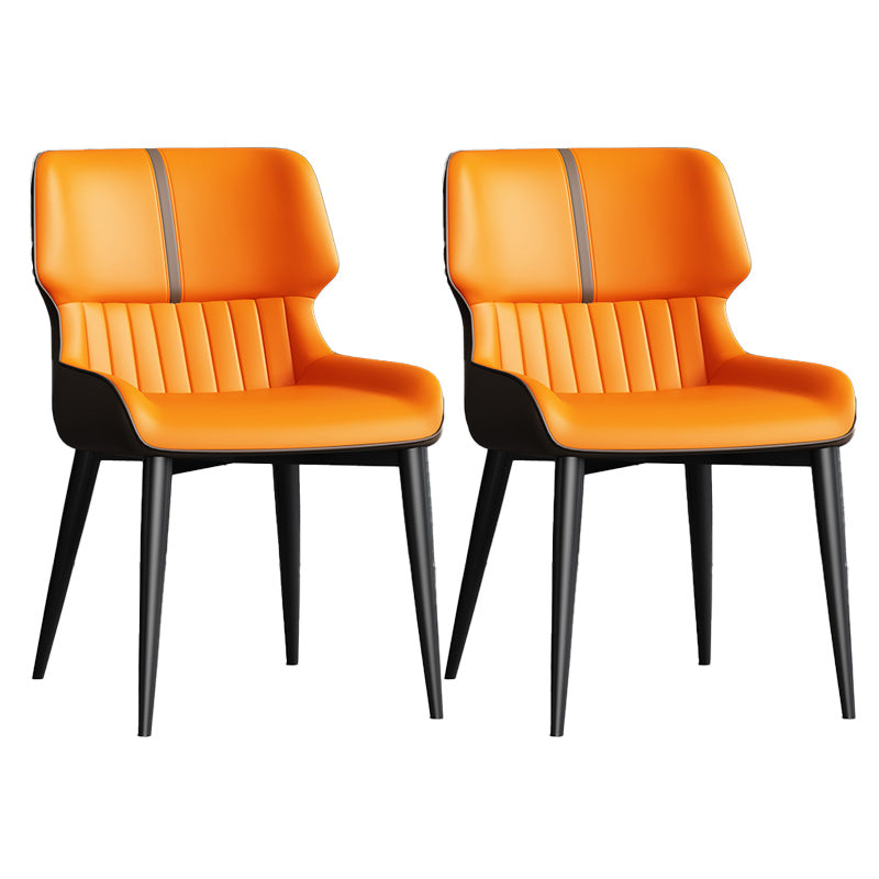 Contemporary Leather Side Chair Wingback Side Chair for Dining Room