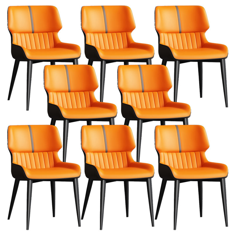 Contemporary Leather Side Chair Wingback Side Chair for Dining Room