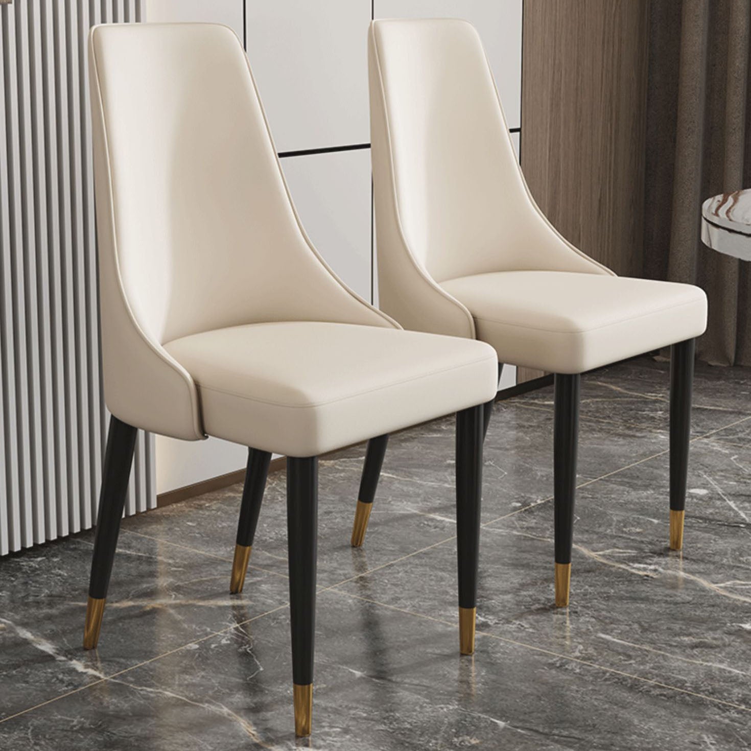 Glam Faux Leather Dining Chair Parsons Chair in Matte Finish for Kitchen