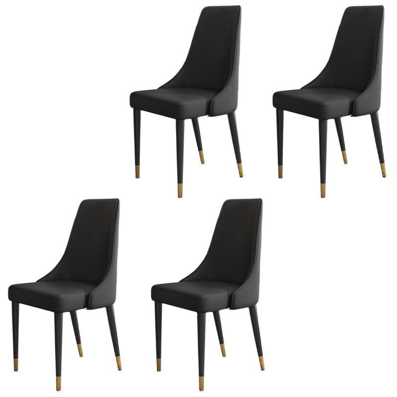 Glam Faux Leather Dining Chair Parsons Chair in Matte Finish for Kitchen