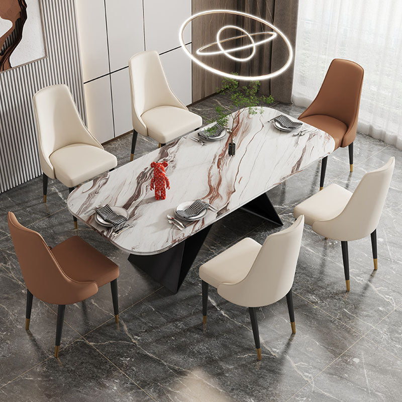 Glam Faux Leather Dining Chair Parsons Chair in Matte Finish for Kitchen