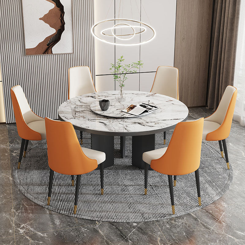 Glam Faux Leather Dining Chair Parsons Chair in Matte Finish for Kitchen