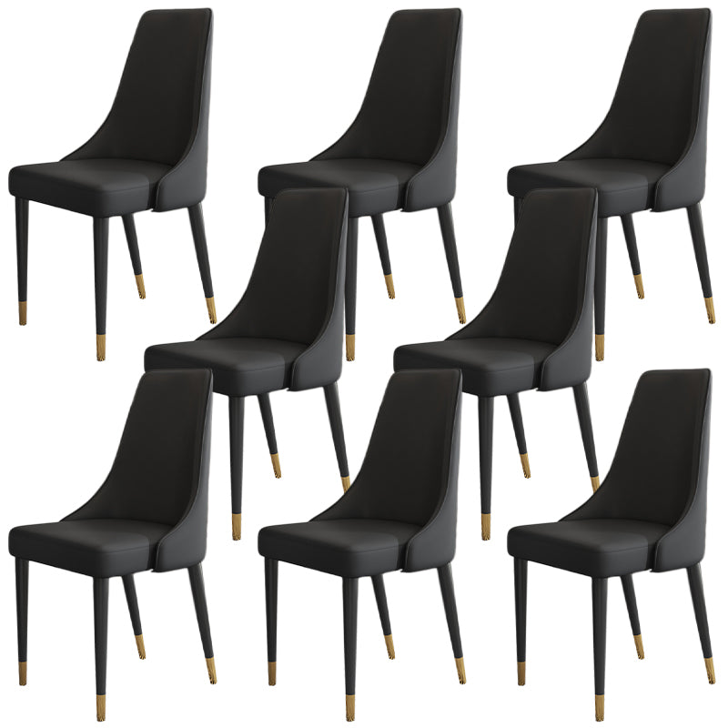 Glam Faux Leather Dining Chair Parsons Chair in Matte Finish for Kitchen