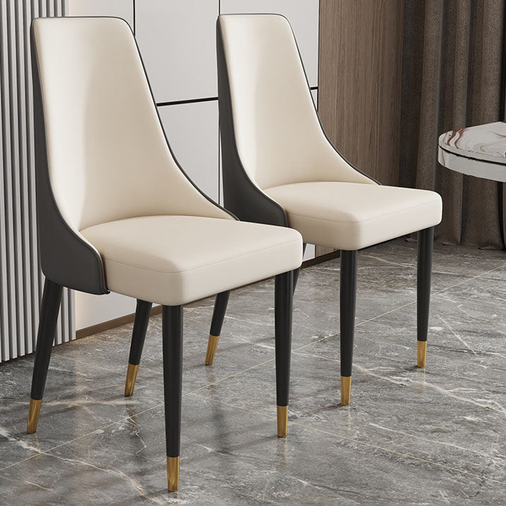 Glam Faux Leather Dining Chair Parsons Chair in Matte Finish for Kitchen