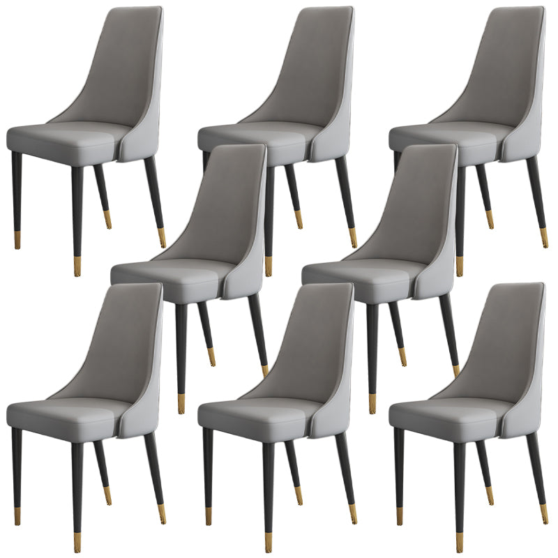 Glam Faux Leather Dining Chair Parsons Chair in Matte Finish for Kitchen