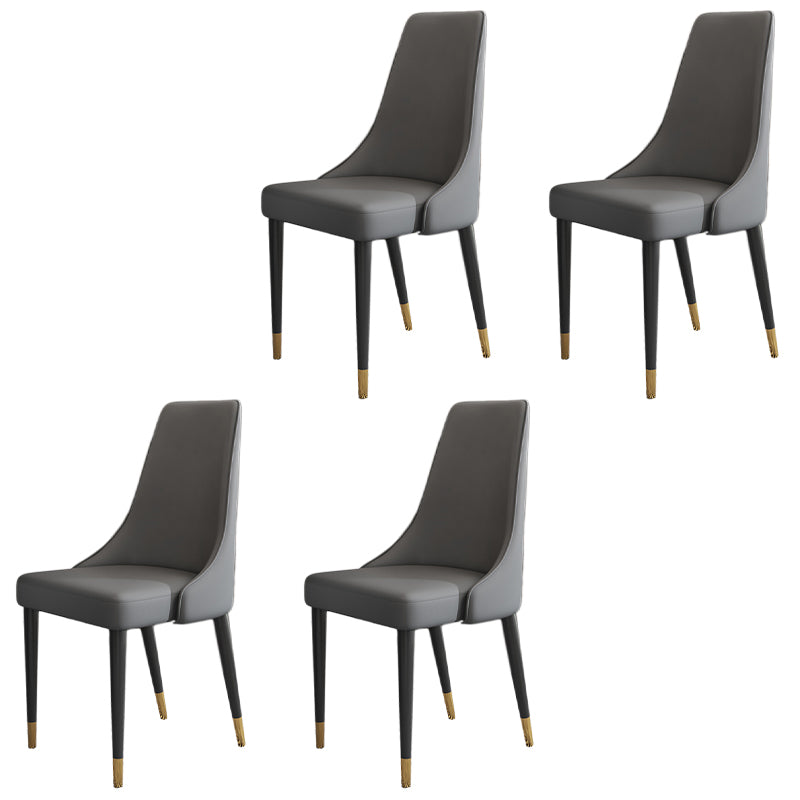 Glam Faux Leather Dining Chair Parsons Chair in Matte Finish for Kitchen