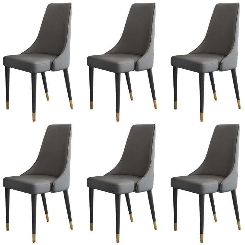 Glam Faux Leather Dining Chair Parsons Chair in Matte Finish for Kitchen