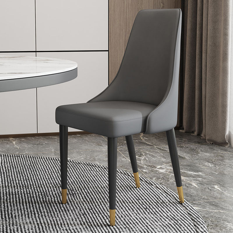 Glam Faux Leather Dining Chair Parsons Chair in Matte Finish for Kitchen