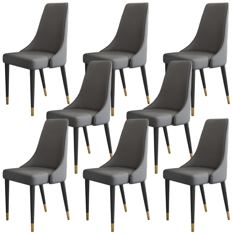 Glam Faux Leather Dining Chair Parsons Chair in Matte Finish for Kitchen