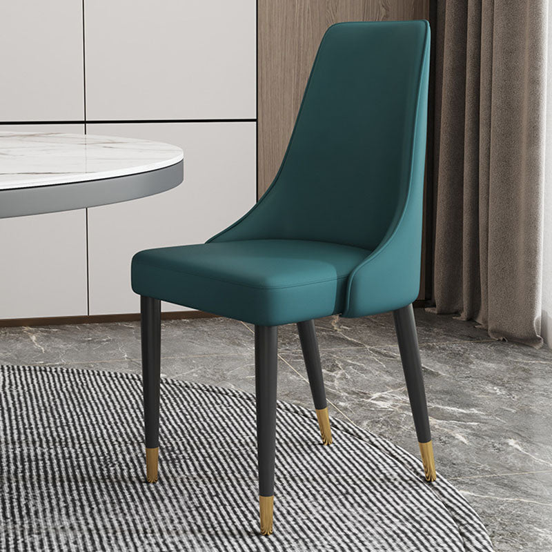 Glam Faux Leather Dining Chair Parsons Chair in Matte Finish for Kitchen