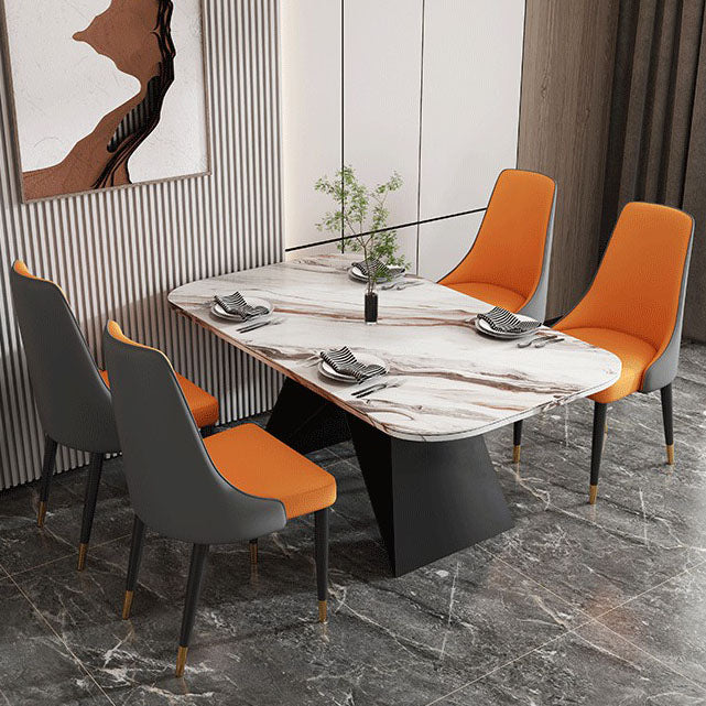 Glam Faux Leather Dining Chair Parsons Chair in Matte Finish for Kitchen