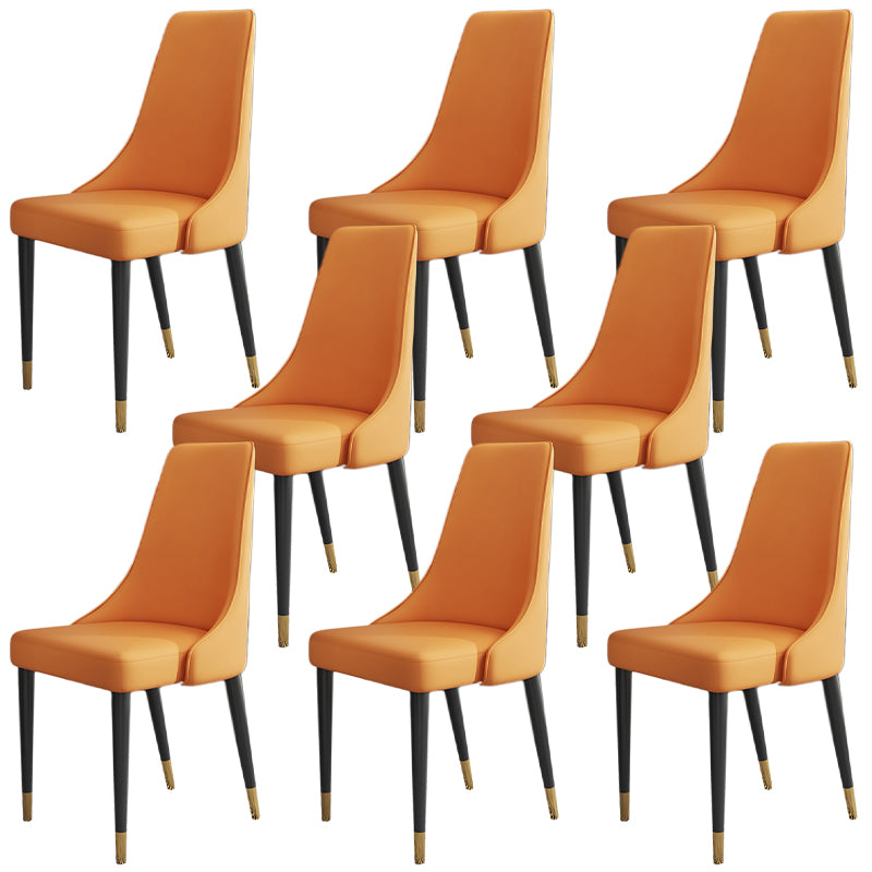 Glam Faux Leather Dining Chair Parsons Chair in Matte Finish for Kitchen