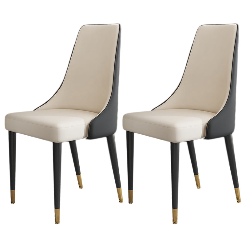 Glam Faux Leather Dining Chair Parsons Chair in Matte Finish for Kitchen