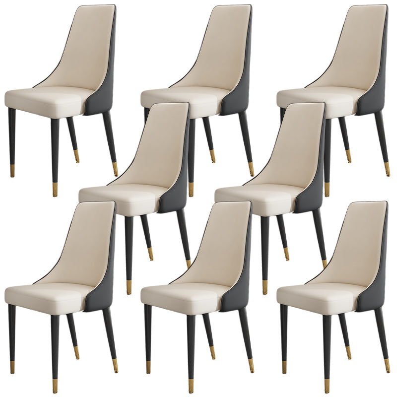 Glam Faux Leather Dining Chair Parsons Chair in Matte Finish for Kitchen