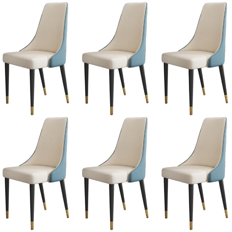 Glam Faux Leather Dining Chair Parsons Chair in Matte Finish for Kitchen