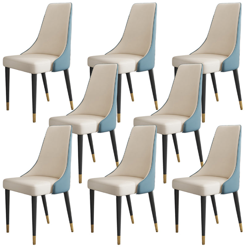 Glam Faux Leather Dining Chair Parsons Chair in Matte Finish for Kitchen