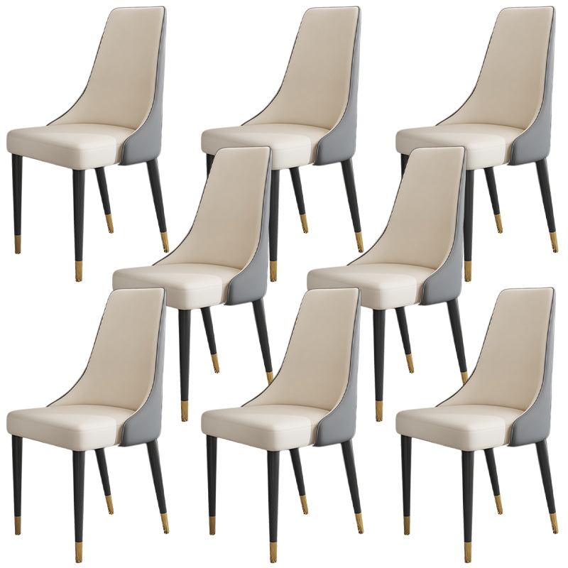 Glam Faux Leather Dining Chair Parsons Chair in Matte Finish for Kitchen