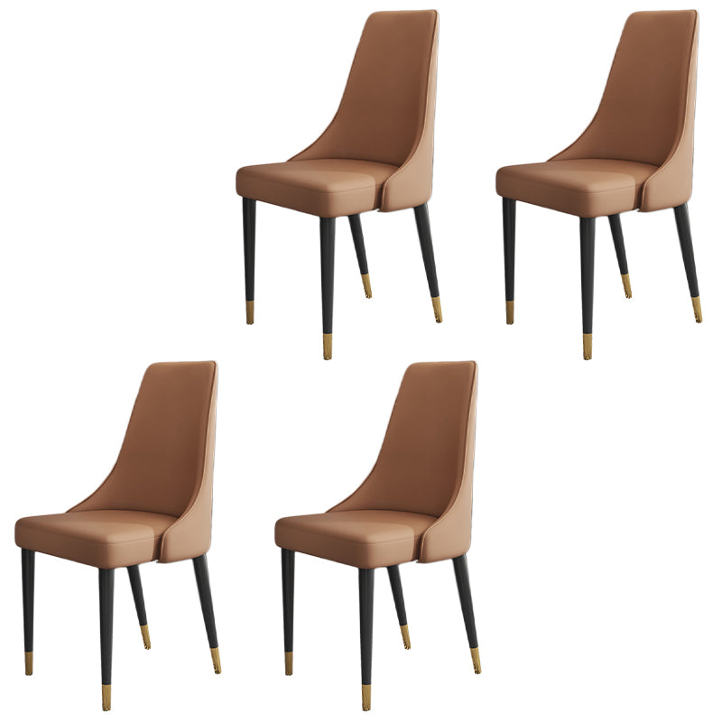 Glam Faux Leather Dining Chair Parsons Chair in Matte Finish for Kitchen