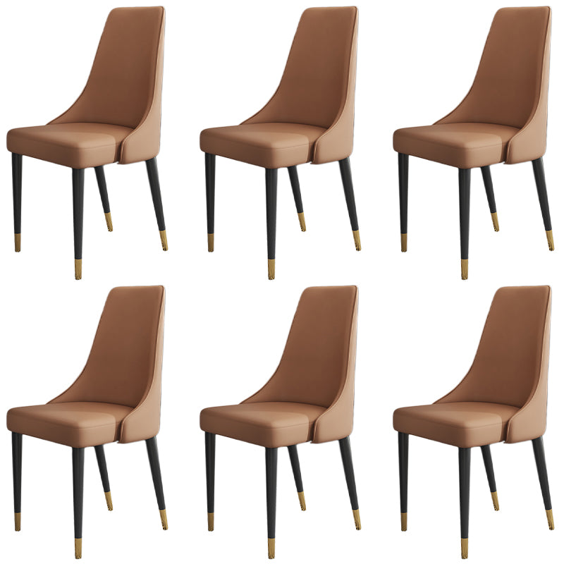 Glam Faux Leather Dining Chair Parsons Chair in Matte Finish for Kitchen