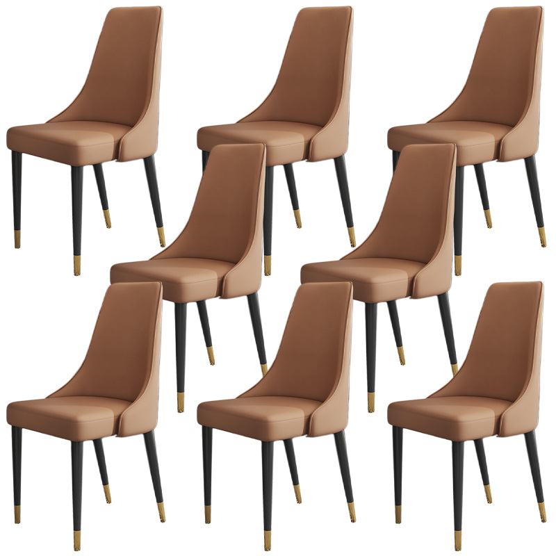 Glam Faux Leather Dining Chair Parsons Chair in Matte Finish for Kitchen