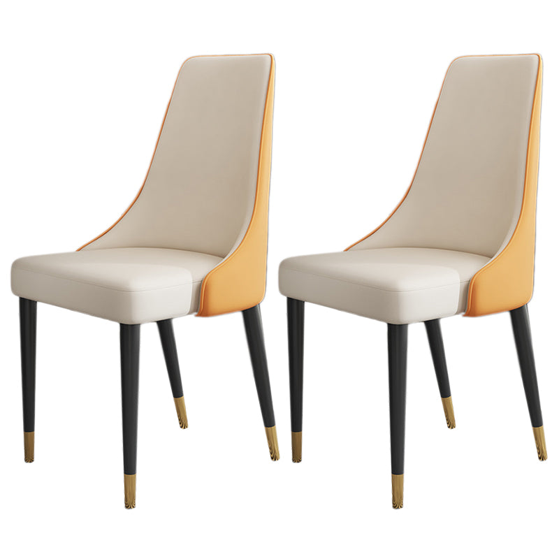 Glam Faux Leather Dining Chair Parsons Chair in Matte Finish for Kitchen