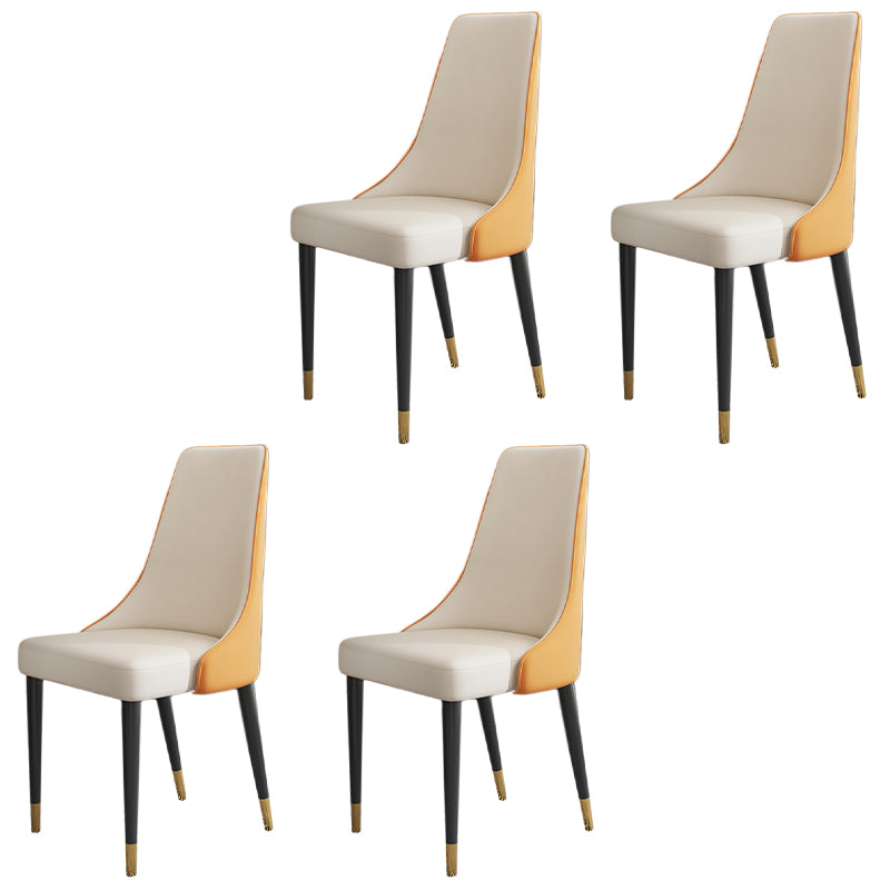 Glam Faux Leather Dining Chair Parsons Chair in Matte Finish for Kitchen