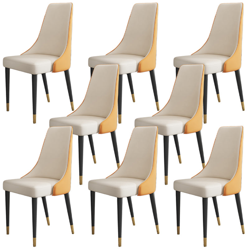 Glam Faux Leather Dining Chair Parsons Chair in Matte Finish for Kitchen