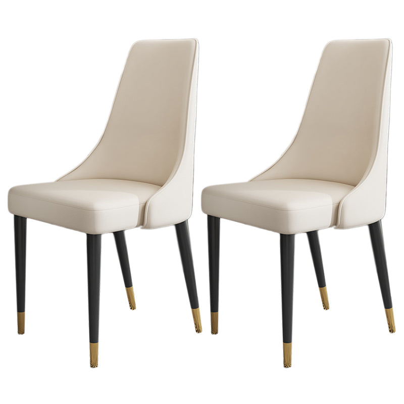 Glam Faux Leather Dining Chair Parsons Chair in Matte Finish for Kitchen